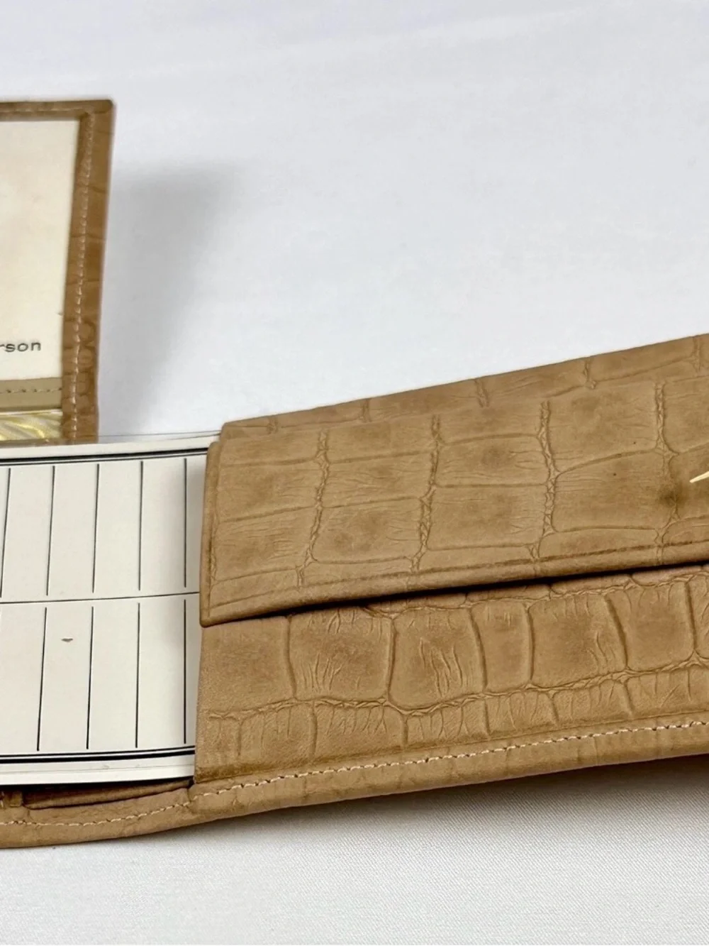 Vintage Elko Cowhide Leather Gator Grain Bifold Wallet Tan NOS